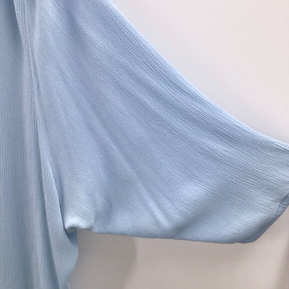 Handmade Lagenlook Mock Twinset Women's 5X Top Light Blue Sharkbite Hem Boho - Picture 13 of 14